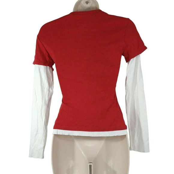 Nike Cincinnati Reds T-Shirt Crewneck Women Size XS 0-2 Red White Long Sleeve - Picture 3 of 7